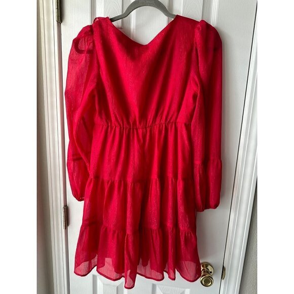 Crystal Doll Red Shiny Ruffle Dress Size Small - NWT - Picture 5 of 8